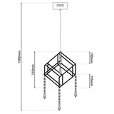 LED PRENDANT LAMP "ARANEUS" en métal et en plastique en chrome, avec des LED fermement construites, des dés de longueur latérale d'environ 15 cm, l'éclairage pour le salon, la salle à manger ou le bureau