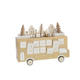 Calendrier de l'Avent Bus J-Line sur une table décorée pour Noël