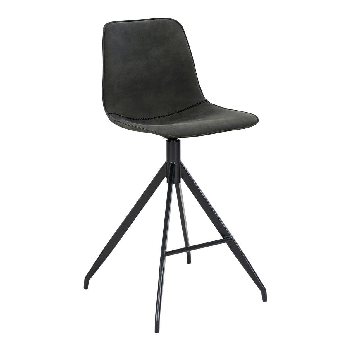 Chaise de comptoir Monaco en microfibre grise avec pieds en métal noir