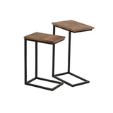 Lot de 2 tables d'appoint J-Line, design industriel en métal et bois, ambiance salon