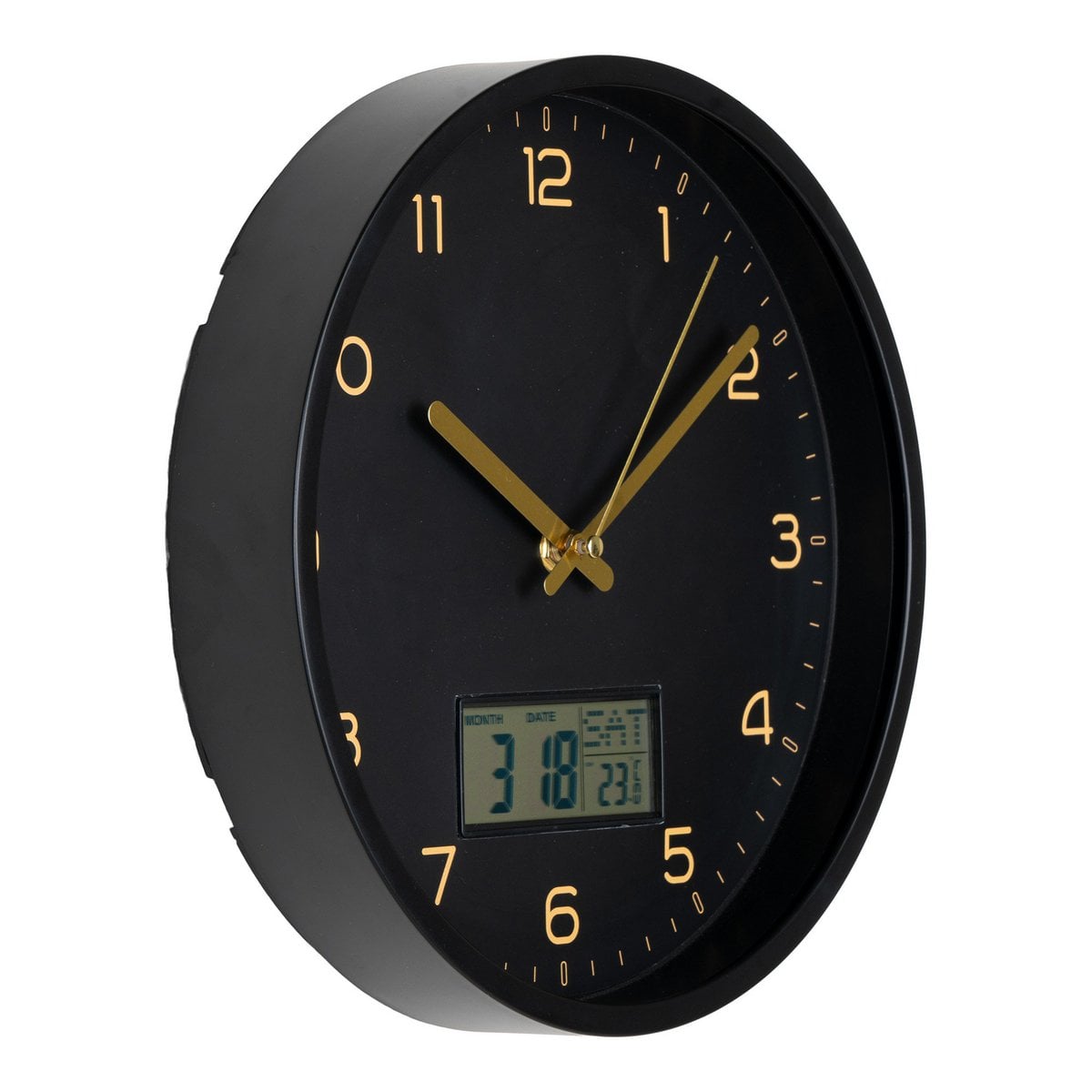 Détail de l'écran LCD de l'Horloge Murale Amiens affichant l'heure et la date.