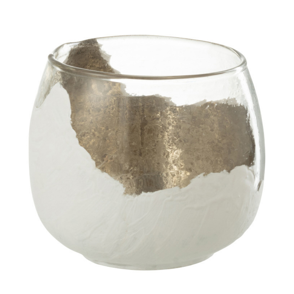 Bougeoir J-Line Wavy en verre transparent, petit modèle élégant