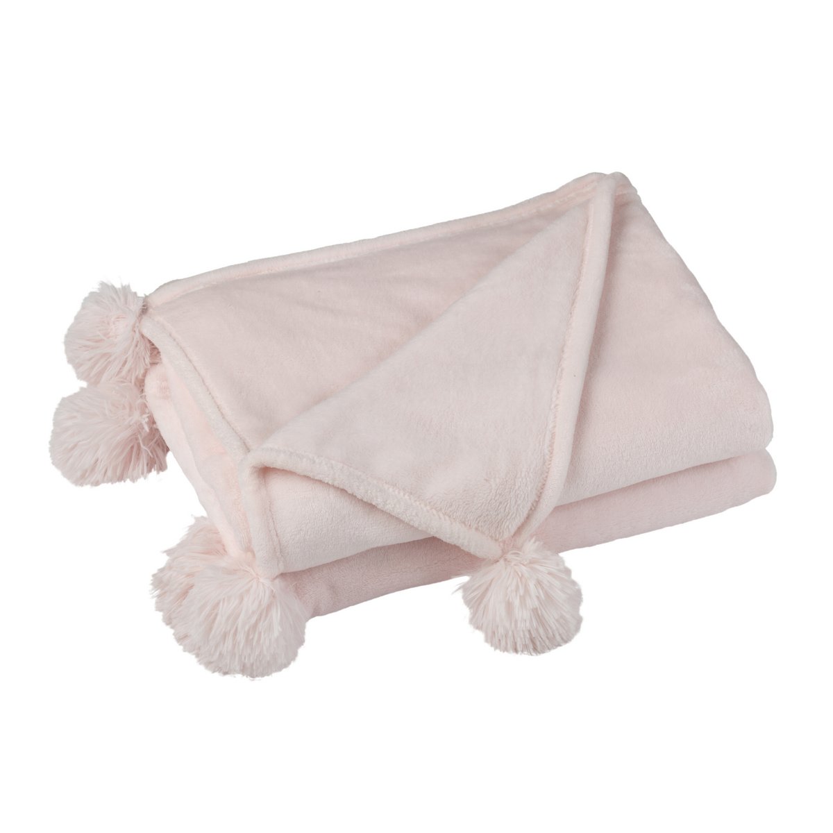 Plaid Pompon J-Line en rose clair, vue générale