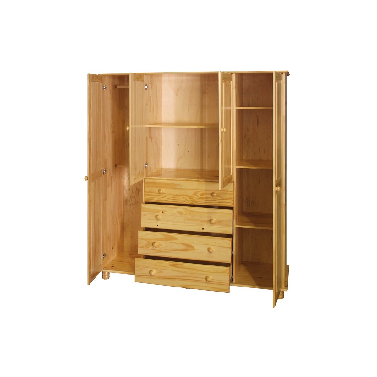 Intérieur de l'armoire montrant les tringles et étagères