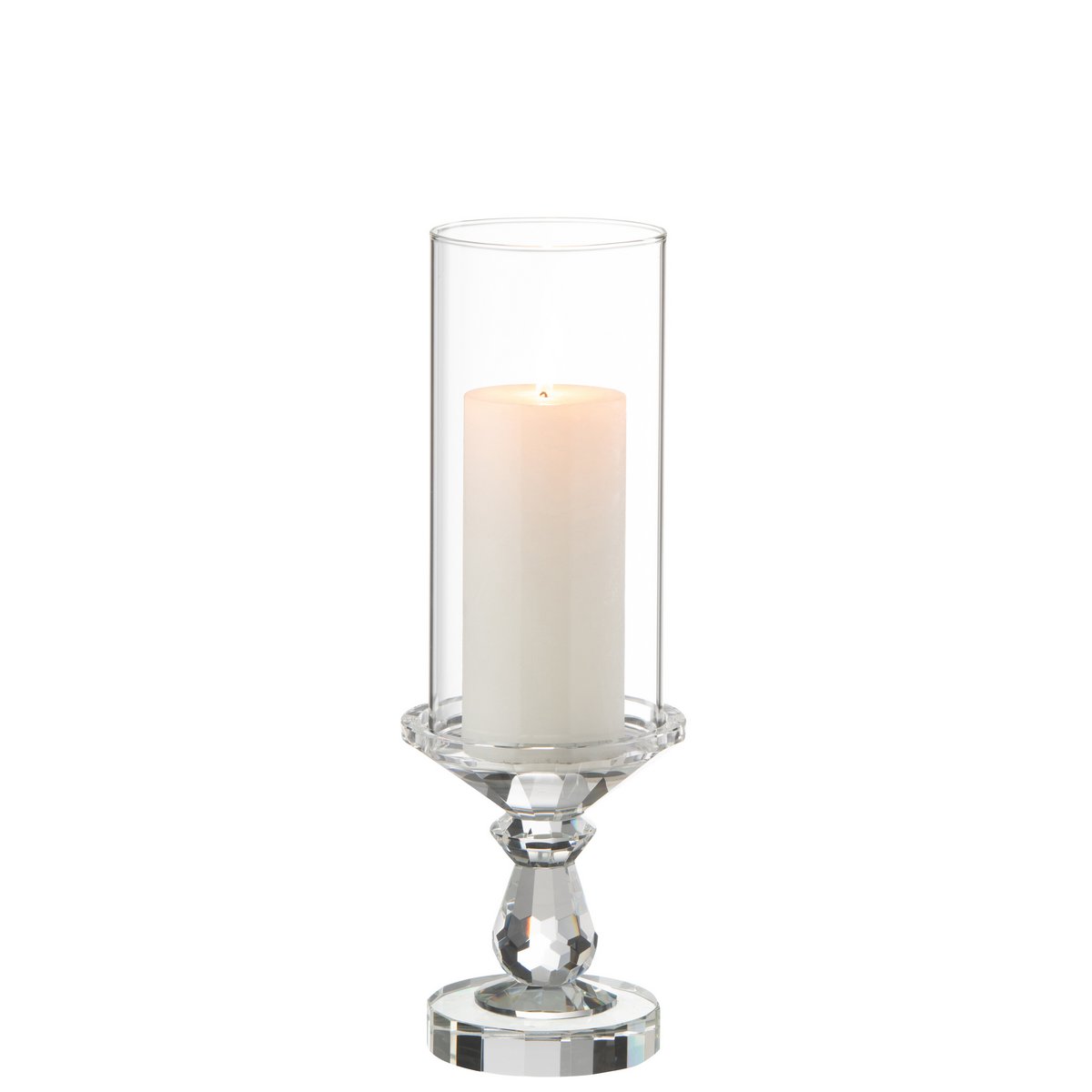 Bougeoir Marie en cristal transparent petit, vue de face
