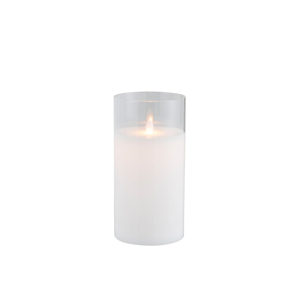 Lampe LED J-Line en verre brillant transparent, vue de face