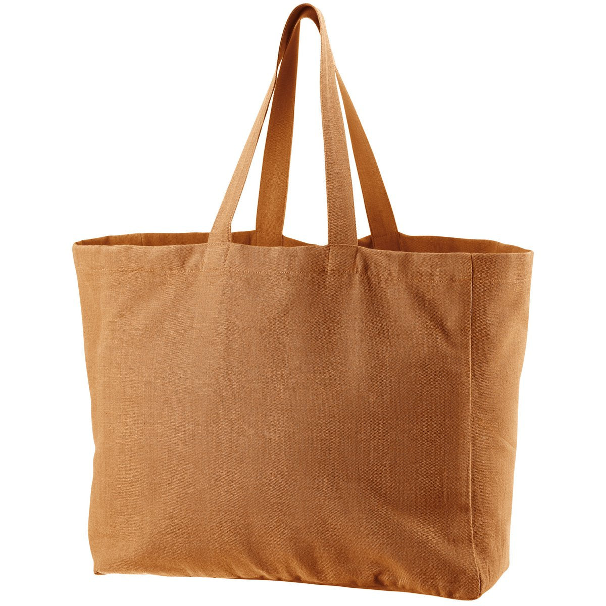 Sac shopping recyclé Grace Caramel, vue de face avec détails en coton