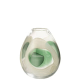 Vase Livy J-Line en verre vert, blanc et transparent - vue de profil