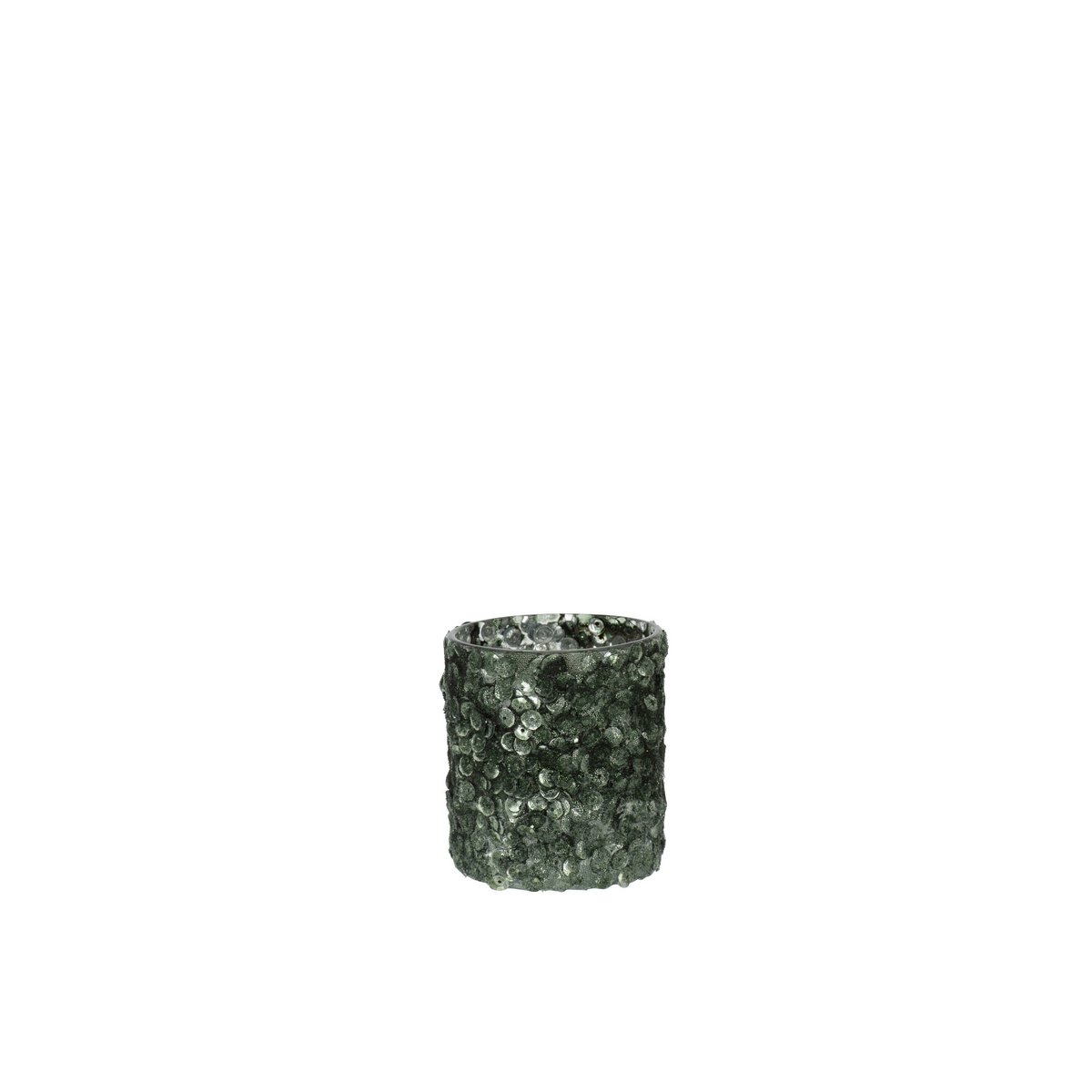 Bougeoir J-Line Sequin Sucre vert foncé, vue de face