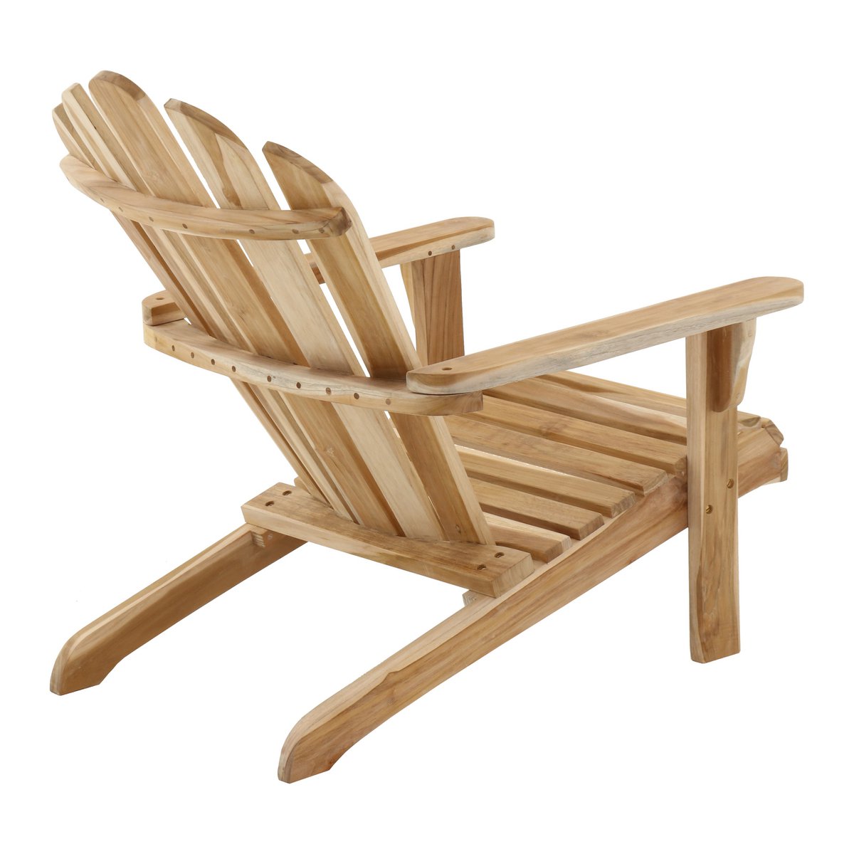 Vue latérale de la chaise de jardin en teck