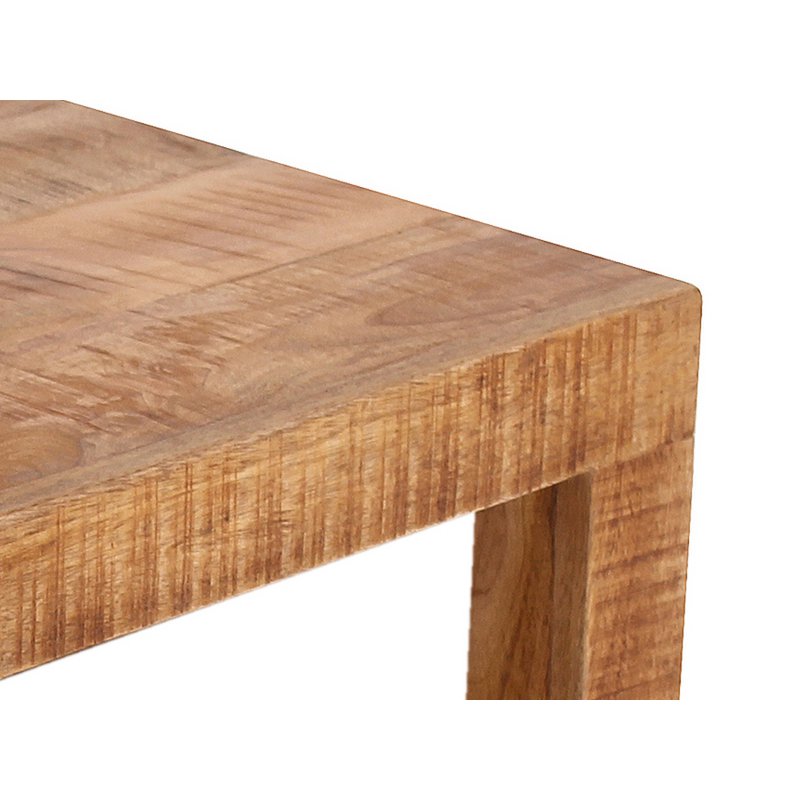 Table basse en bois de manguier avec pieds intégrés, vue de dessus