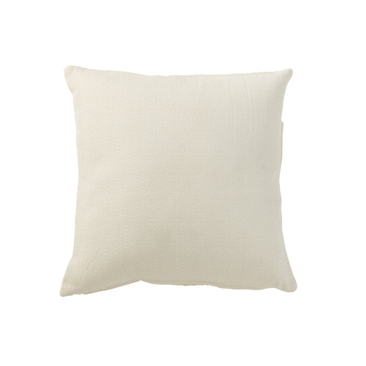 Coussin Geo J-Line en textile blanc et jaune clair, vue de face.