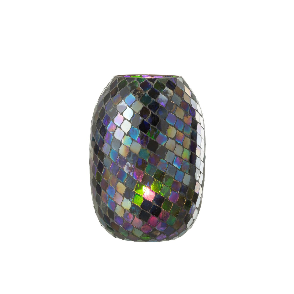 Lanterne J-Line Mosaic en verre violet, vue de face