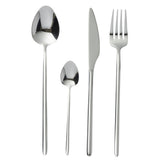 Set de couverts J-Line en acier inoxydable avec finition argent brillant, boîte de 24 pièces