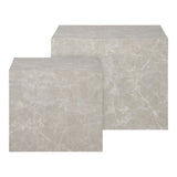 Ensemble de tables basses Prague - Beige, aspect marbre, MDF, papier décoratif, lot de 2