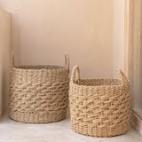 Grand panier à linge panier de rangement rond panier décoratif tissé en fibres naturelles MASILA (2 tailles)