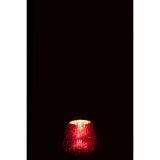 Vue rapprochée du photophore J-Line Ribbed en verre rouge