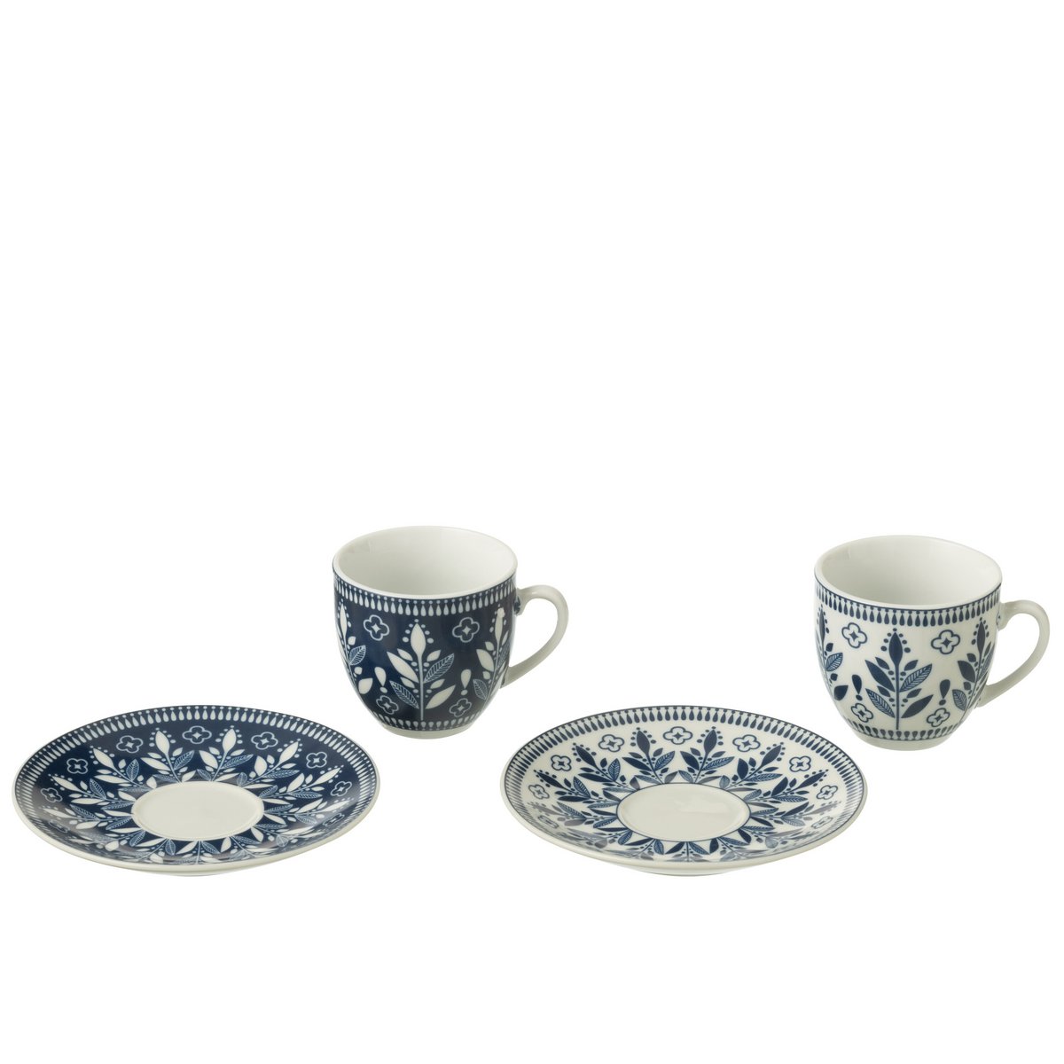 Boîte J-Line 6 tasses en céramique bleu foncé vue de face