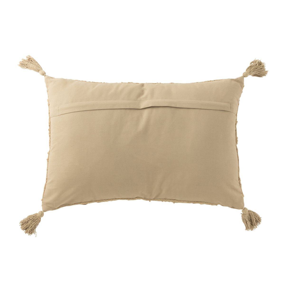 Détail du coussin J-Line en coton beige foncé, vue latérale