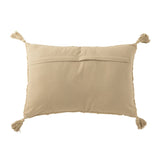 Détail du coussin J-Line en coton beige foncé, vue latérale
