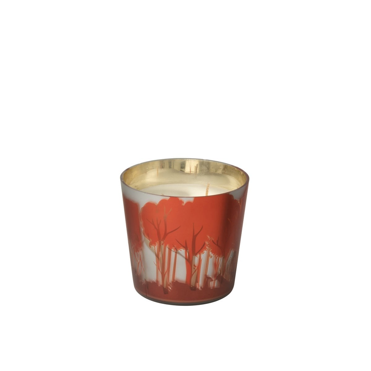 Bougie parfumée J-Line Noa Bos en rouge et or, vue de face.