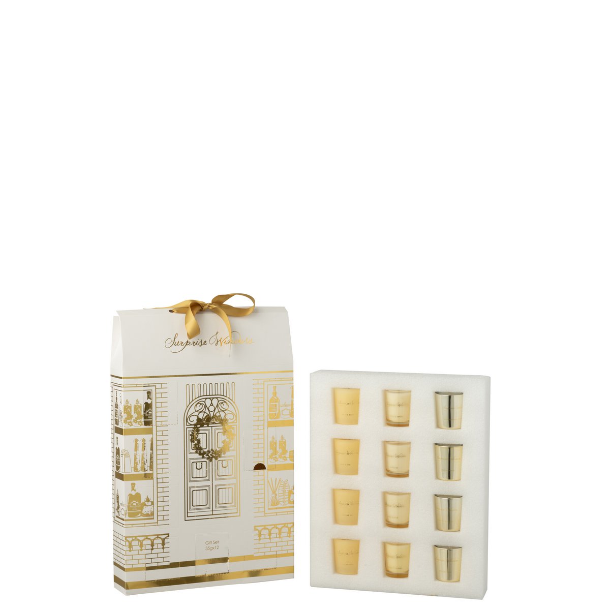 Bougie parfumée J-Line Surprise Window sur une table décorée