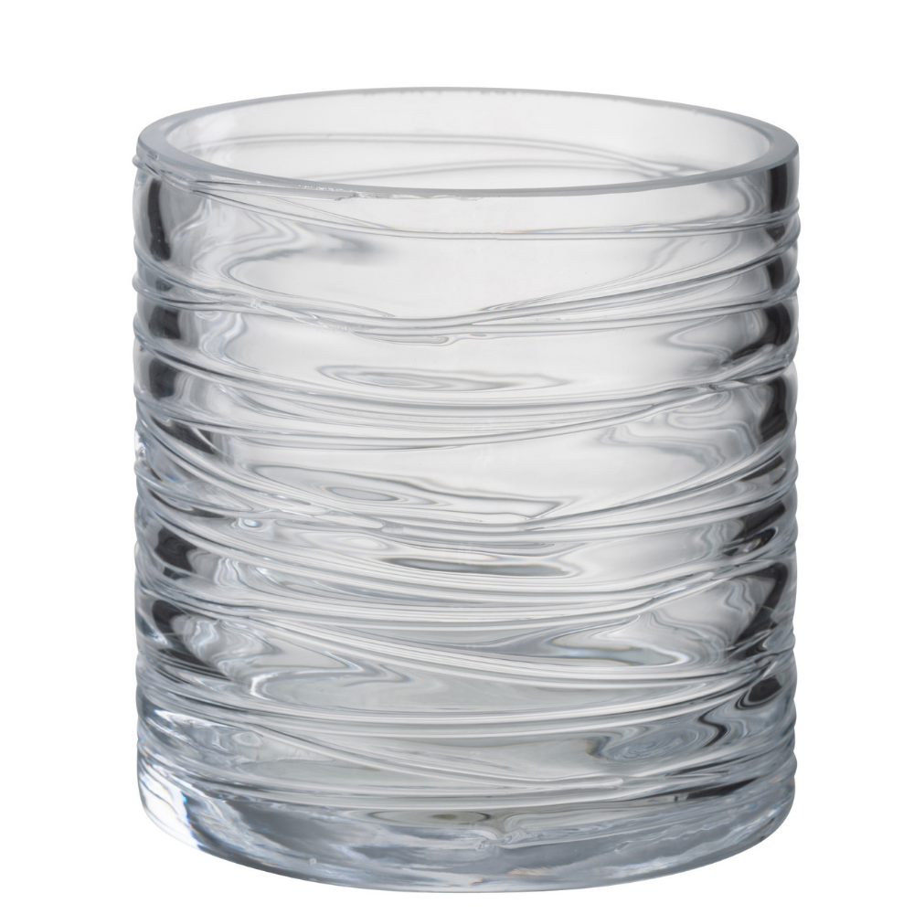Photophore J-Line en verre transparent, vue de face