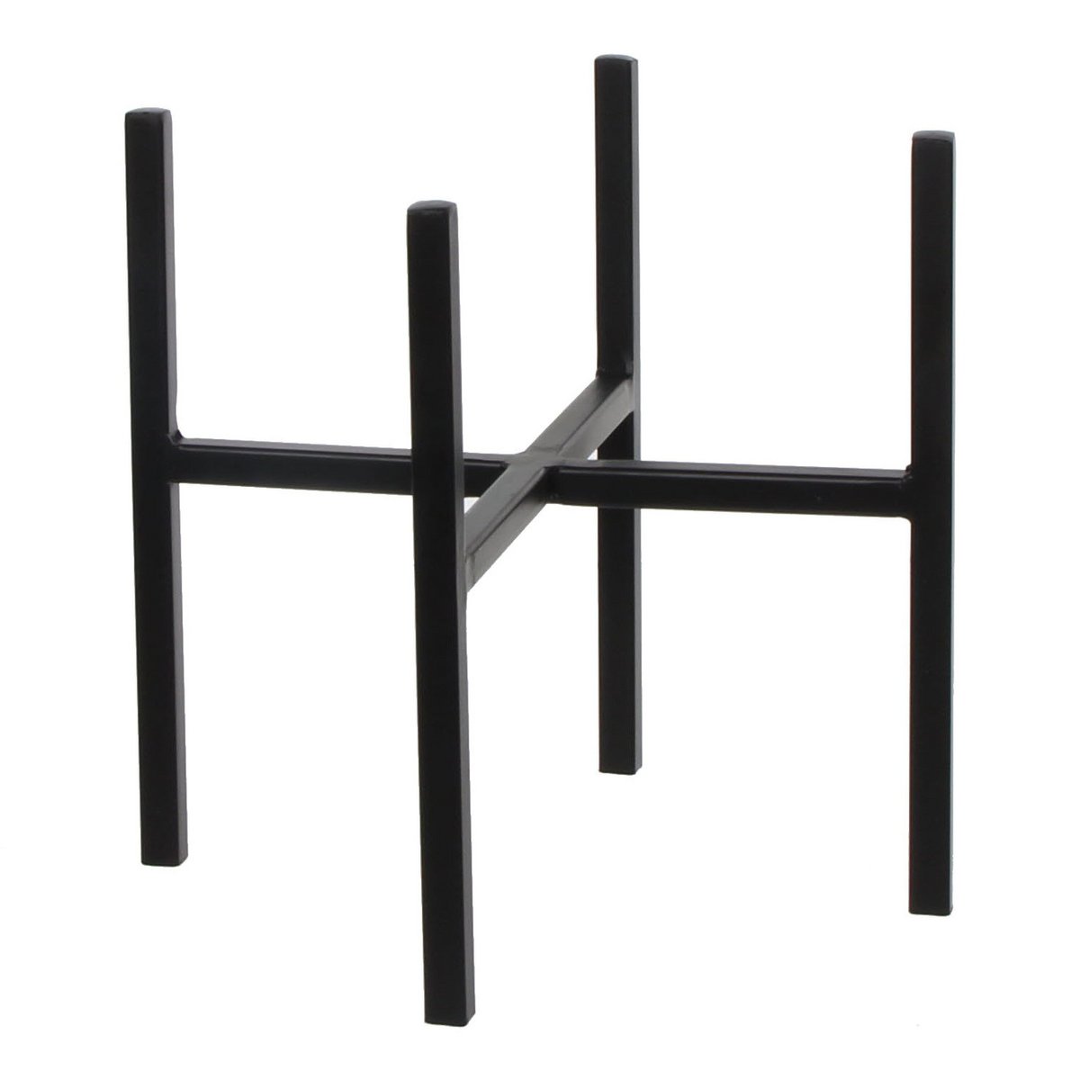 Support pour plantes Ascot Noir - vue de face avec plante