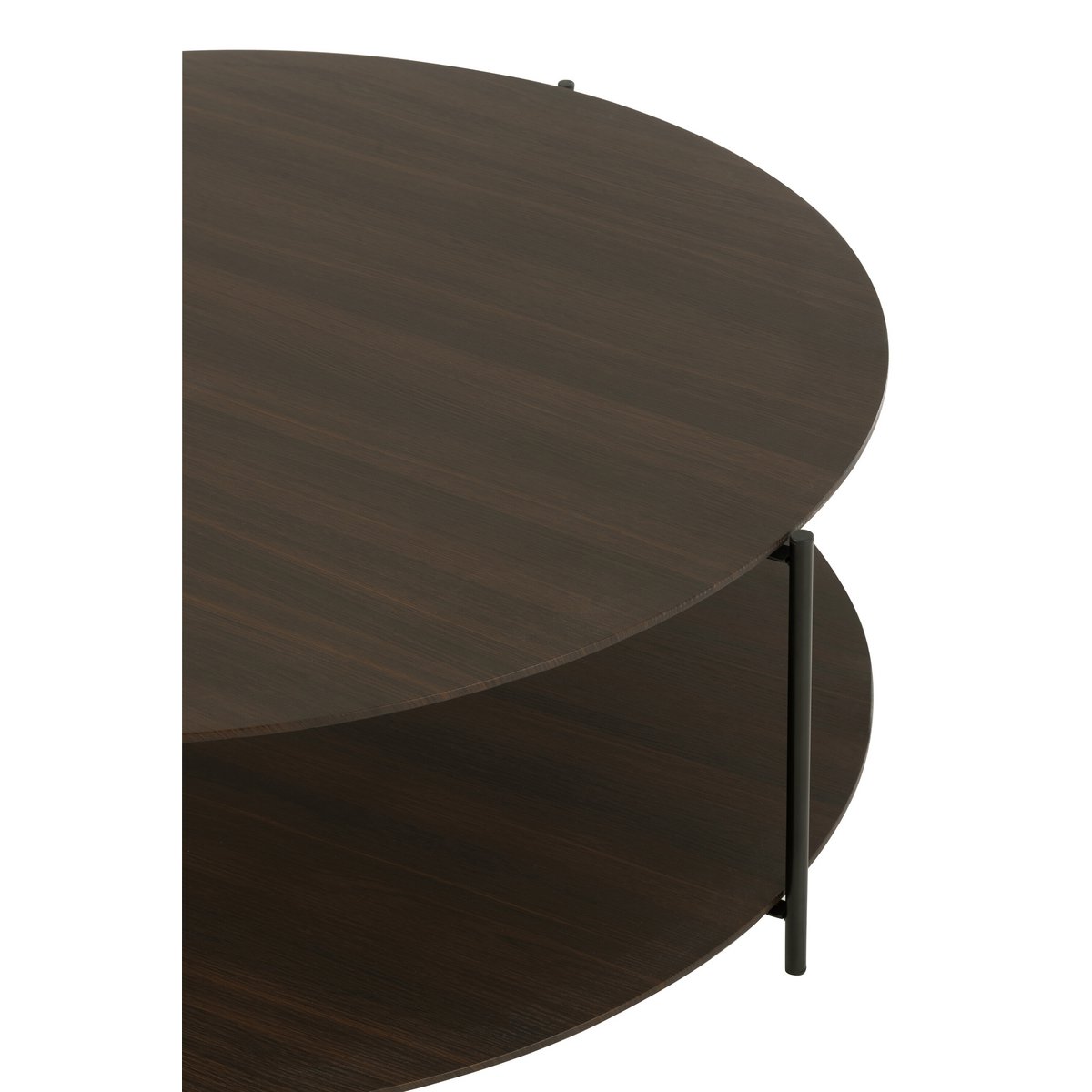 Table basse J-Line ronde en métal marron foncé en situation