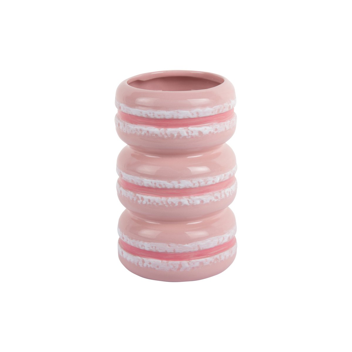 Vase Macaron en céramique rose, vue de face