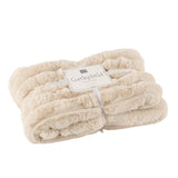 Plaid J-Line grand velours côtelé - polyester - beige - 180 x 130 cm