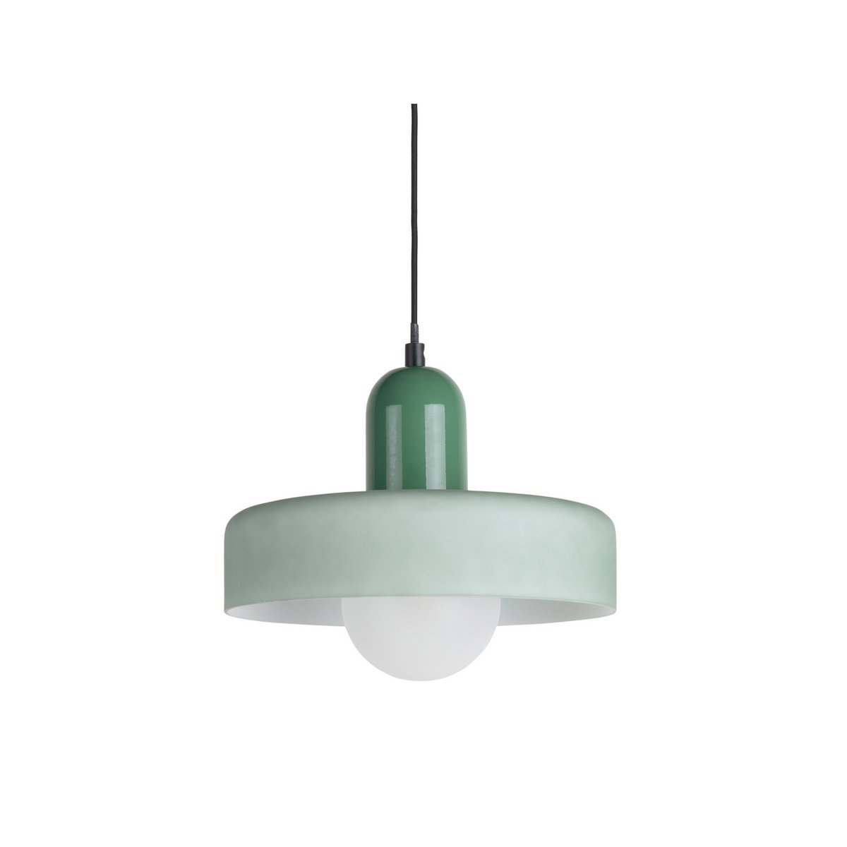 Lampe à suspension mate Opaco Grato en verre vert, vue avant.