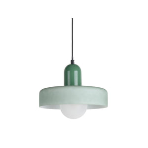 Lampe à suspension mate Opaco Grato en verre vert, vue avant.