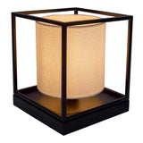 Lampe de table "bêta" blanche en métal avec parapluie de tissu en blanc, avec socket E14, lampe pour le salon, salle à manger, couloir et bureau, 15 x 15 x 17 cm