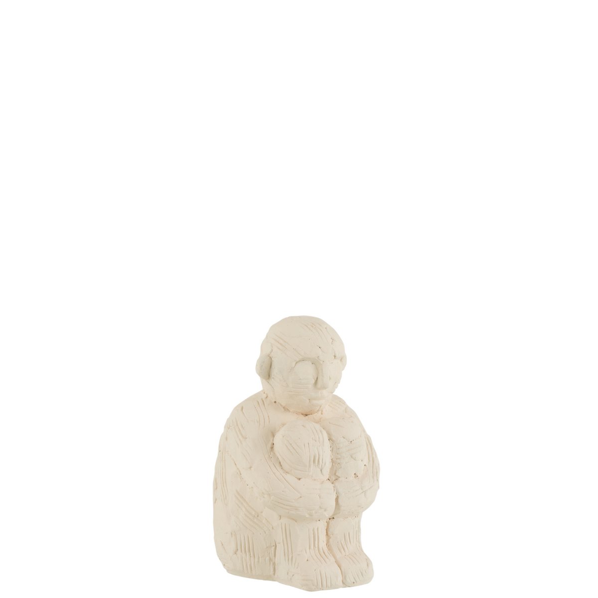Figurine assise en ciment blanc de J-Line, design moderne et épuré