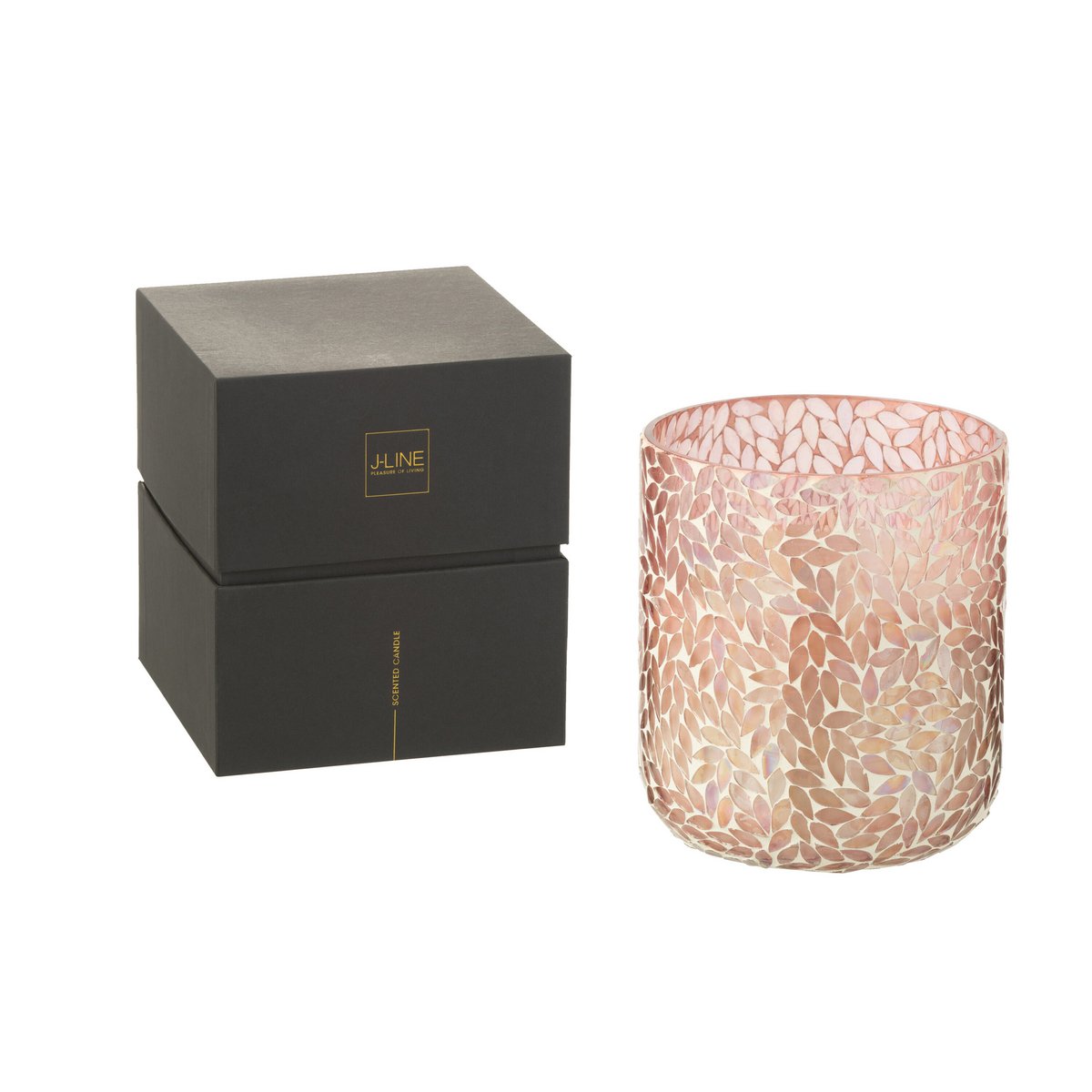 Détail du verre rose de la bougie J-Line Tender Rose, élégant et raffiné
