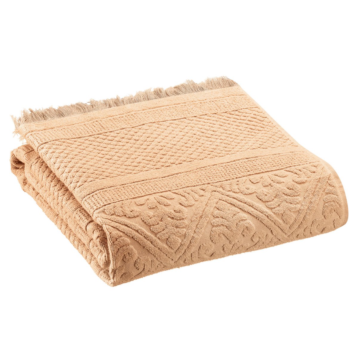 Drap de douche Zoé Poudre en coton avec finition frangée, couleur douce et élégante.