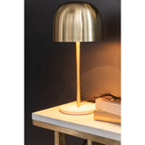 Vue latérale de la lampe J-Line Queen, métal doré et marbre