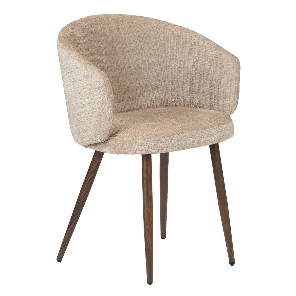Chaise Luna crème avec dossier doux et jambes en chêne fumé