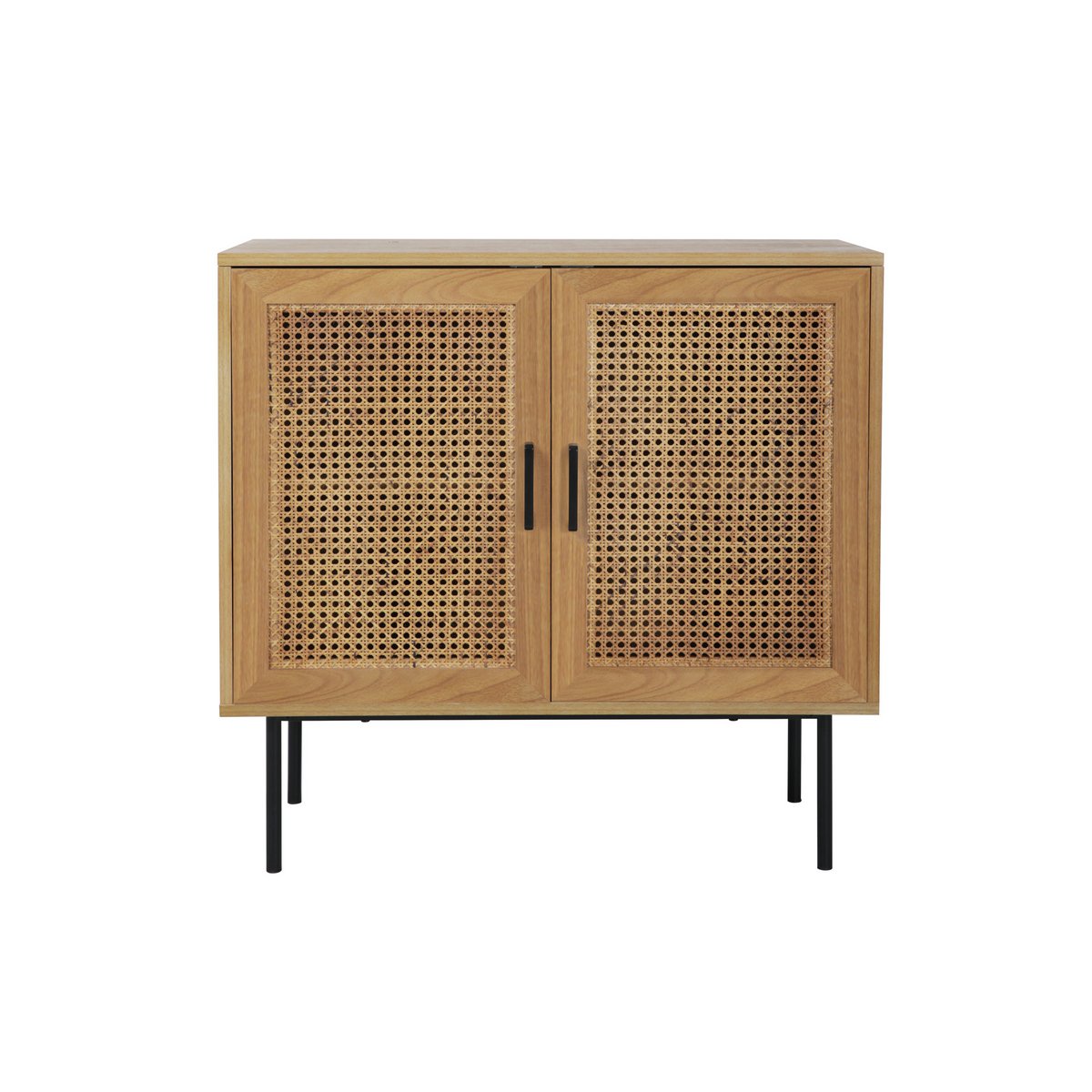Commode vintage en rotin avec façade tissée