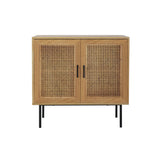 Commode vintage en rotin avec façade tissée