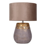 Lampe de table en céramique "Bronco", lampe de table, en céramique, beige / gris / or, avec socket E14, pour salle à manger, salon, couloir ou bureau, 39 cm de haut