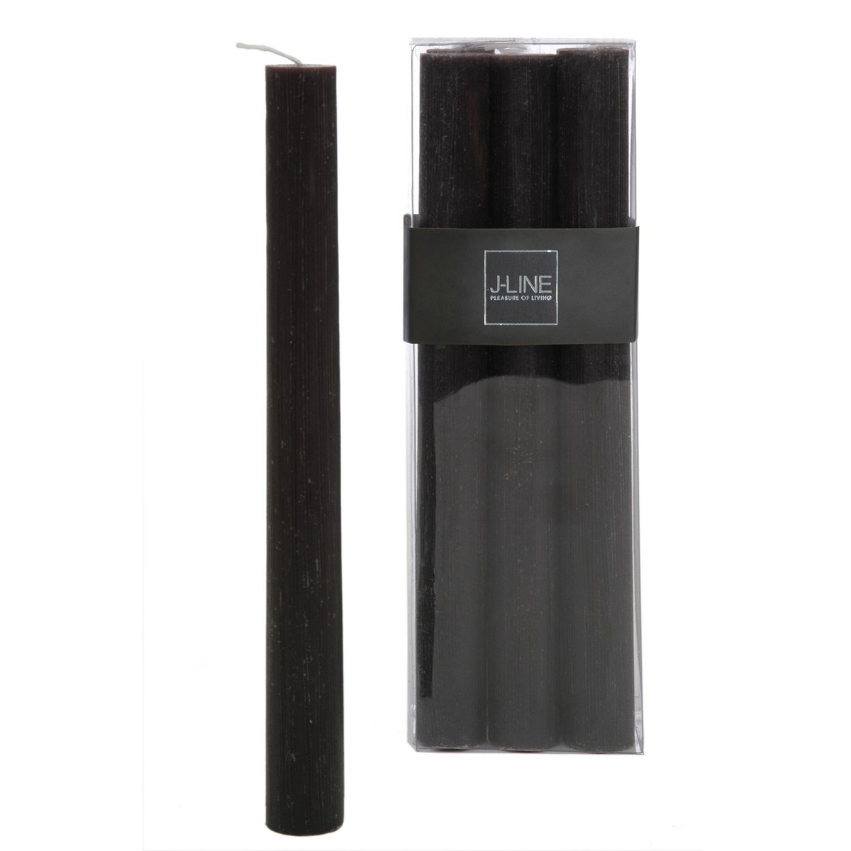 Bougie cylindrique J-Line, élégante en noir et marron, 6 pièces