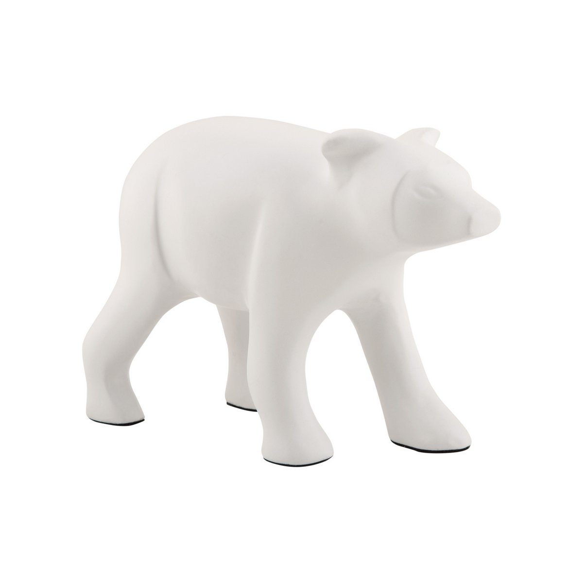 Statue Ours en céramique blanche vue de côté, mettant en valeur les détails