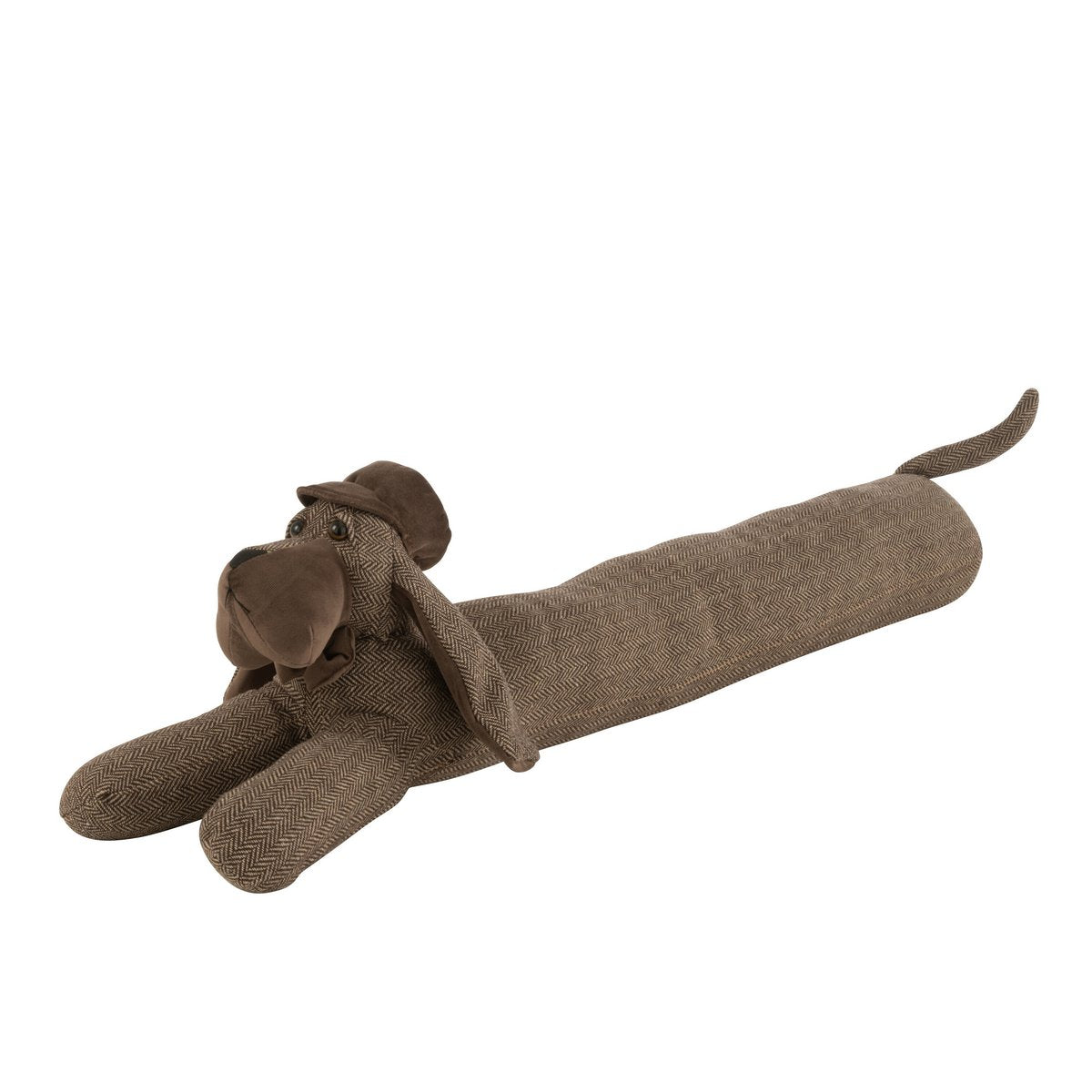 Coussin J-Line Tour Rol Dog Lie en textile marron, design élégant