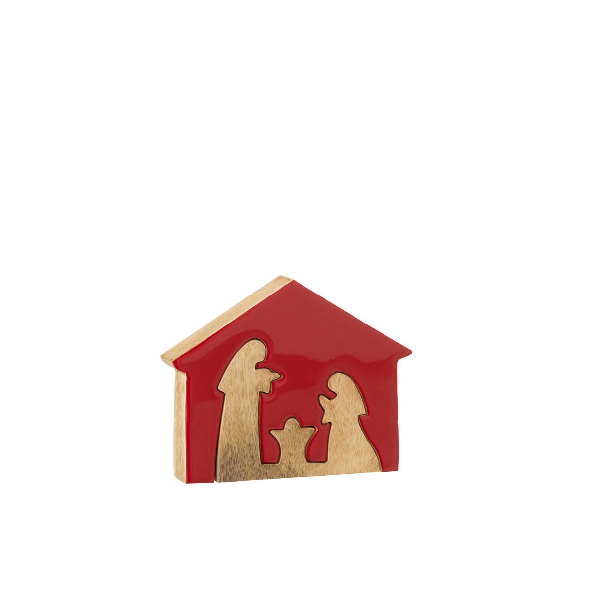 Détail de la crèche J-Line, mettant en valeur le bois et les couleurs.