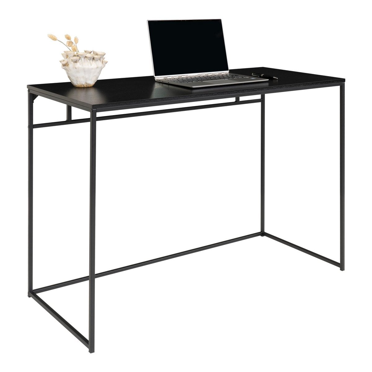 Bureau Vita noir avec cadre en métal et plateau spacieux