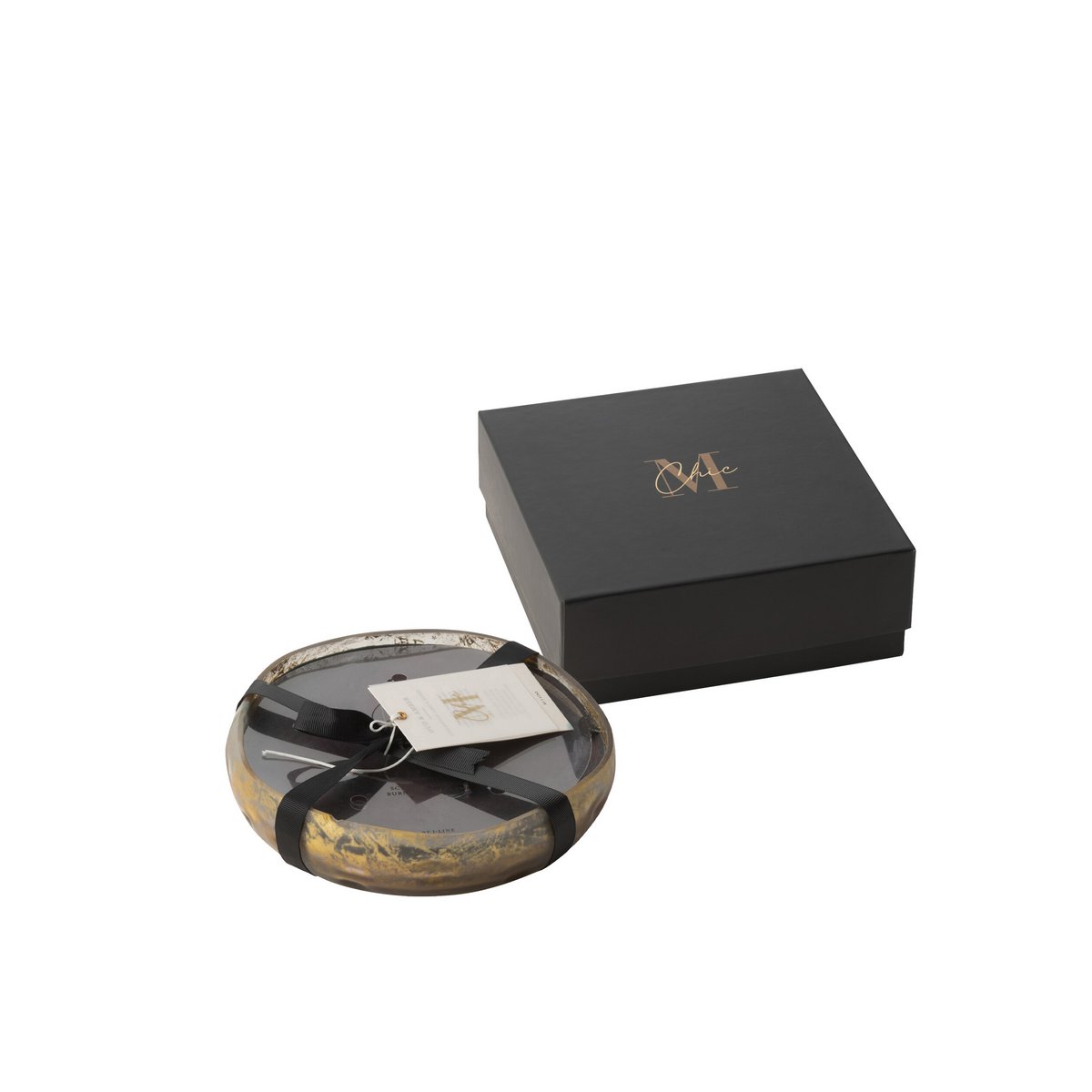 Bougie parfumée J-Line M-Chic en verre doré et noir, élégante et raffinée.
