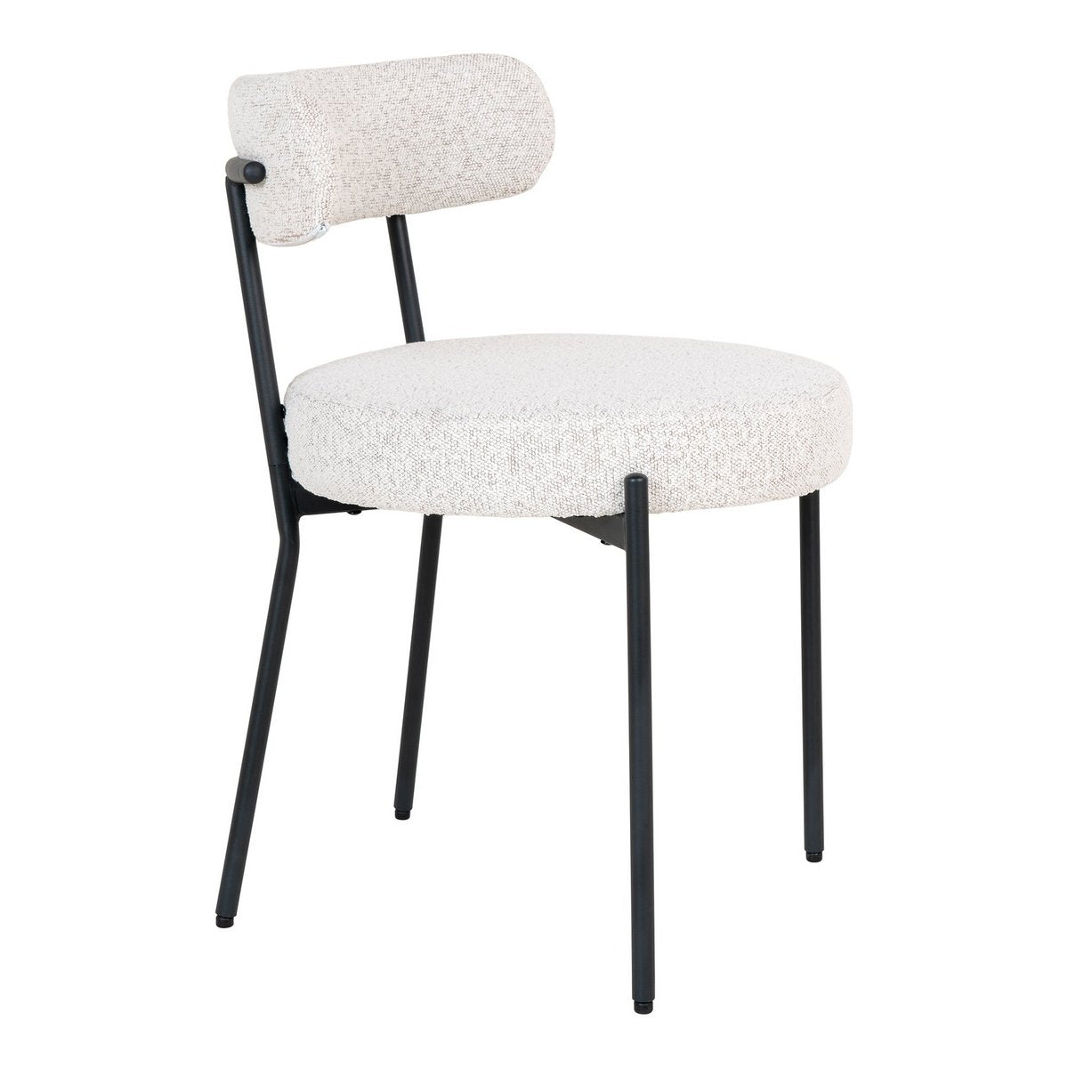 Chaise Badalona avec pieds en métal noir, vue latérale