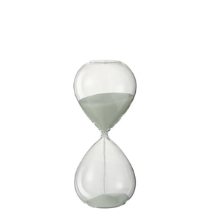 Sablier déco J-Line en verre blanc avec sable, taille medium